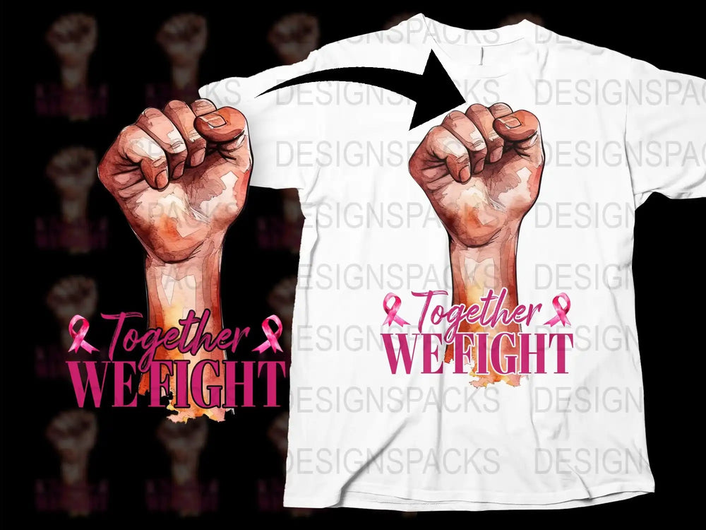 Together We Fight Breast Cancer Awareness T-Shirt, Pink Ribbon Graphic Tee, Unisex Cancer Support Shirt