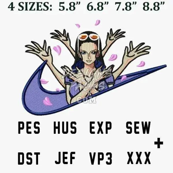 Nico Robin One Piece Swoosh Sport Anime Embroidery Design