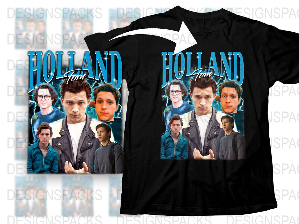 Tom Holland Fan T-Shirt, Multiple Poses Graphic Tee, Unisex Cotton Shirt, Movie Star Apparel