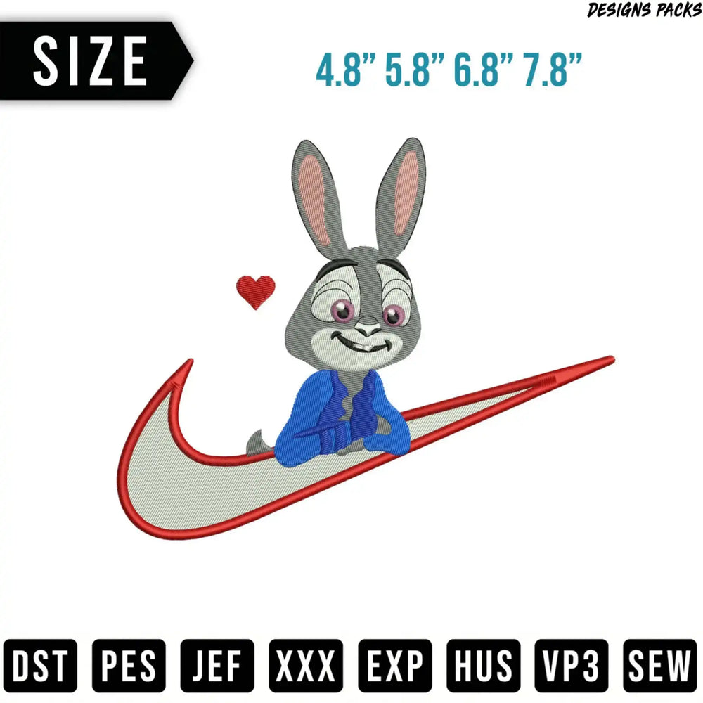 Judy Hopps embroidered logo with size options and file formats.