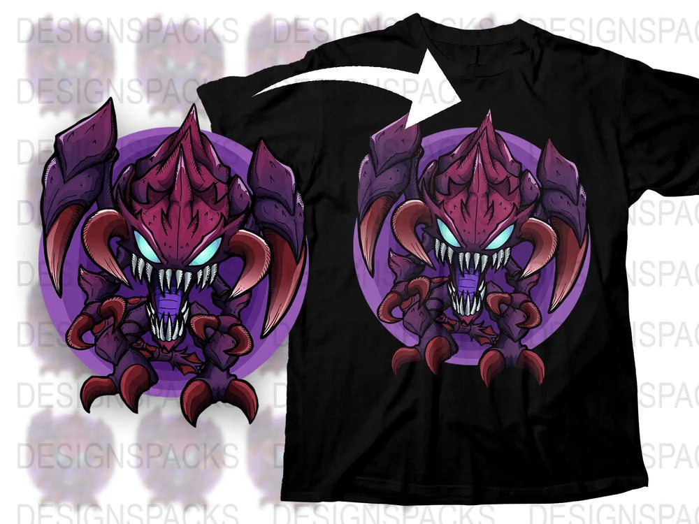 Men's Graphic T-Shirt, Monster Print, Dark Fantasy Art, Cool Streetwear, Unique Design, Bold Colors, Casual Fashion Top