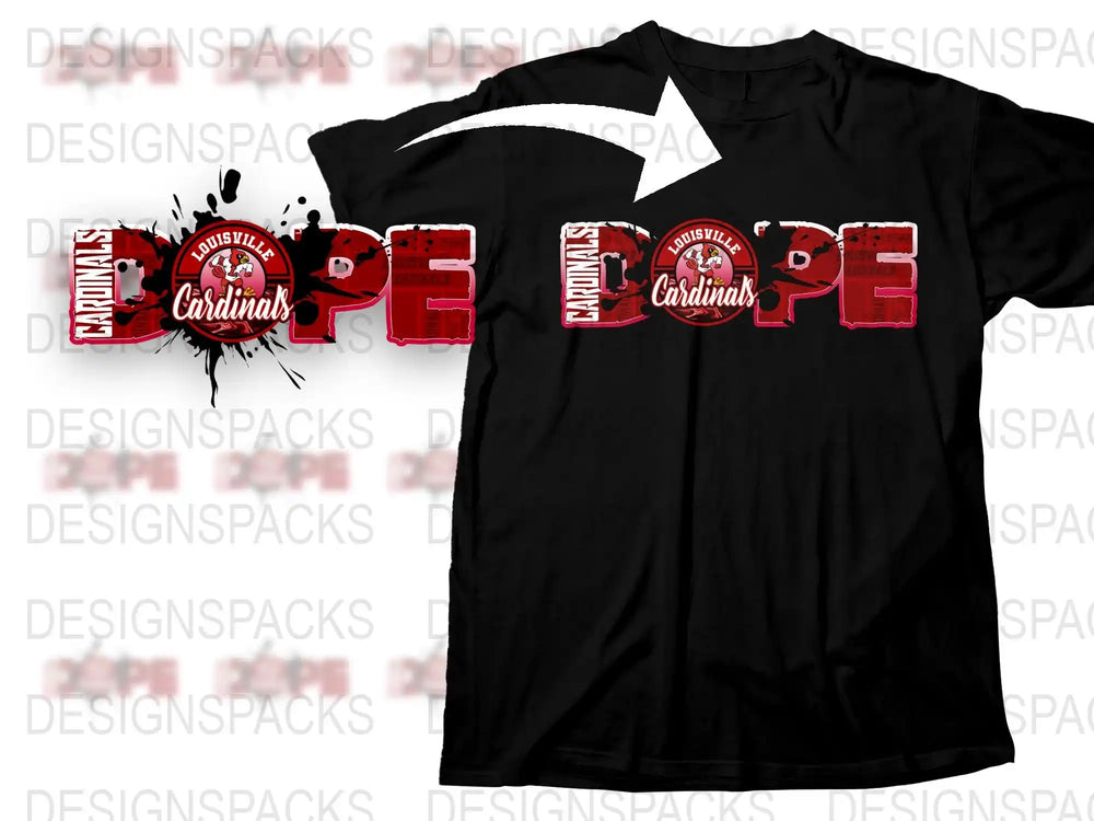Louisville Cardinals Hope Text Splatter Design T-Shirt, Black Cotton Tee, College Sports Apparel, Fan Gift Idea