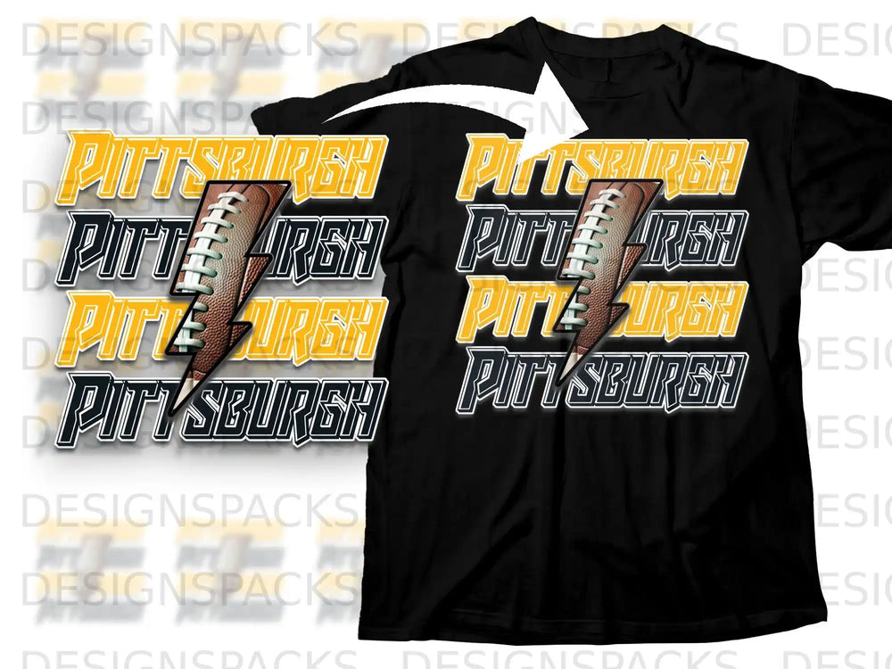 Pittsburgh Football Lightning Bolt Design Shirt