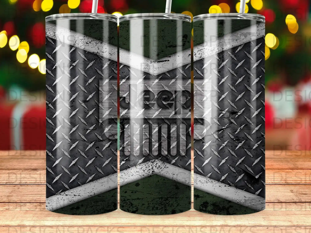 Distressed JEEP Diamond Plate Grill Diagonal Tumbler product type