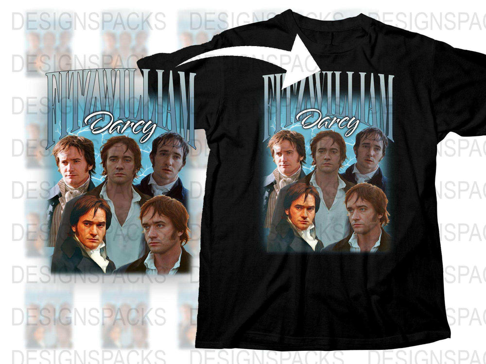 Pride and Prejudice Mr. Darcy Collage T-Shirt, Jane Austen Literary Gift, Classic Novel Apparel, Film Inspired Clothing for Fans