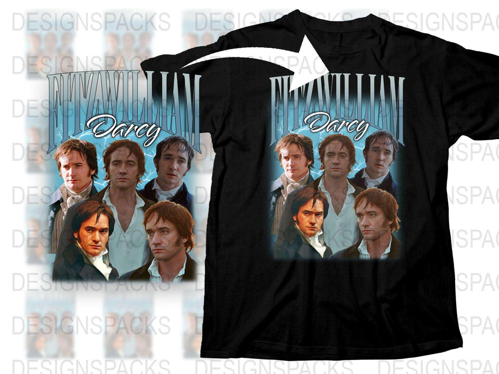 Pride and Prejudice Mr. Darcy Collage T-Shirt, Jane Austen Literary Gift, Classic Novel Apparel, Film Inspired Clothing for Fans
