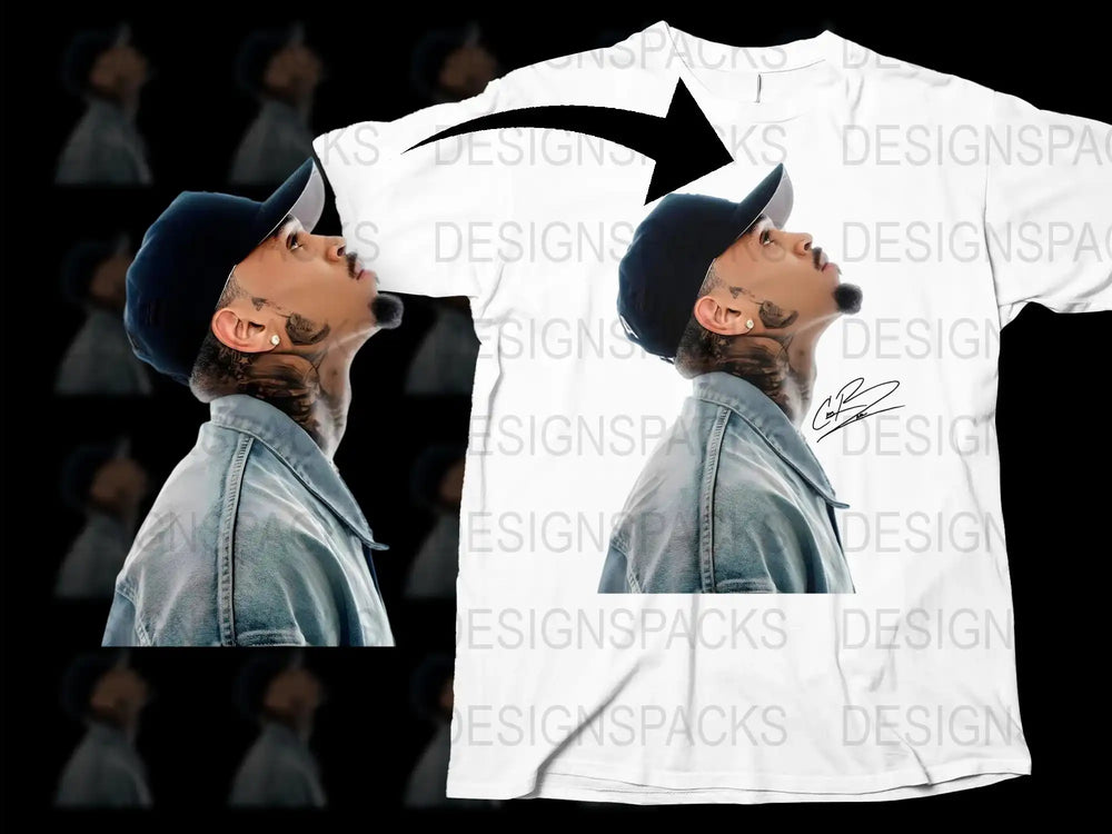 Urban Style Men's T-Shirt with Unique Face Tattoo Design, Denim Jacket Graphic, Casual Wear