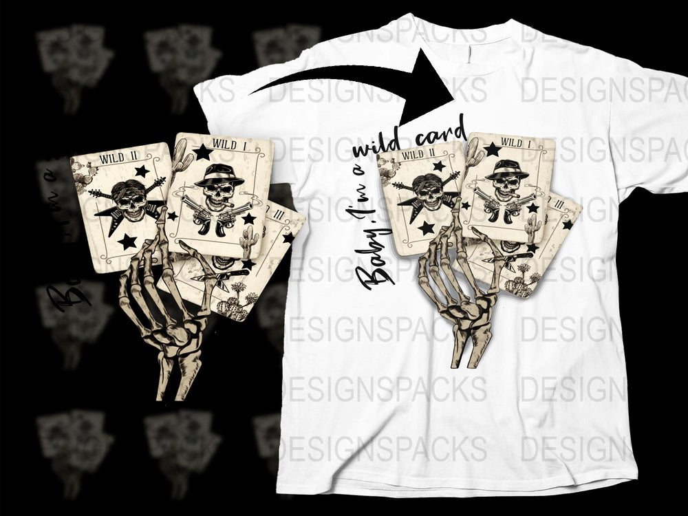 Vintage Playing Card Skeleton Design T-Shirt, Retro Wild West Tee, Cool Graphic Poker Shirt