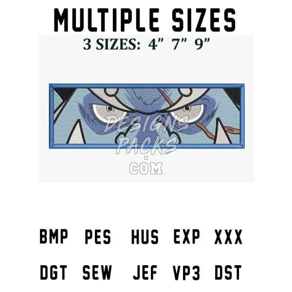 Boxed Eyes of Jinbe One Piece Anime Embroidery Design