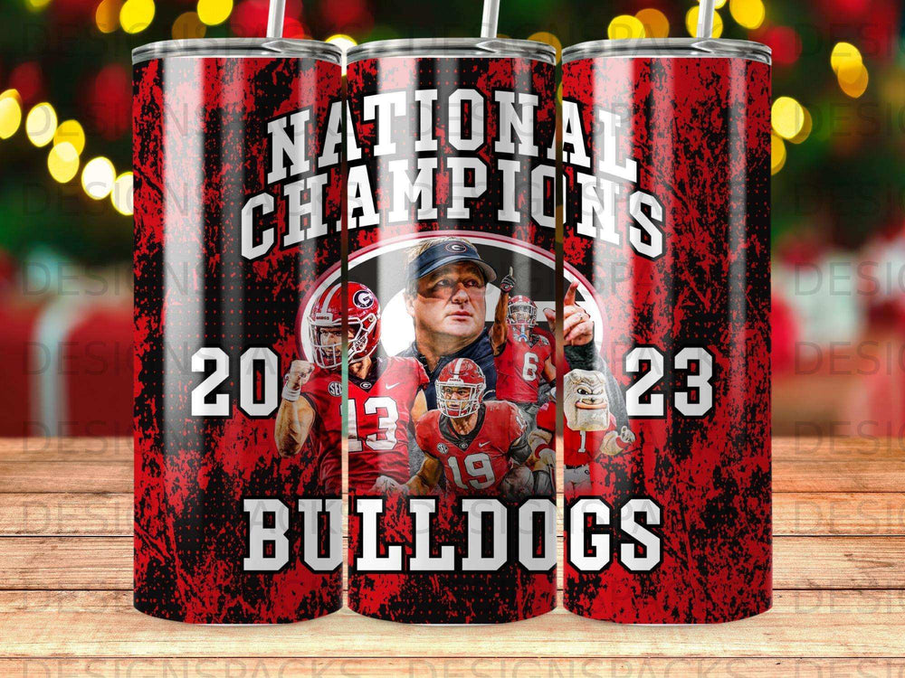 Georgia Bulldogs National Champions 2023 football team tumbler.