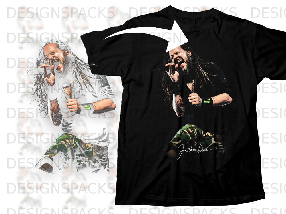 Black t-shirt featuring Jonathan Davis singing, with his signature below.