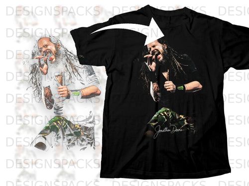 Black t-shirt featuring Jonathan Davis singing, with his signature below.