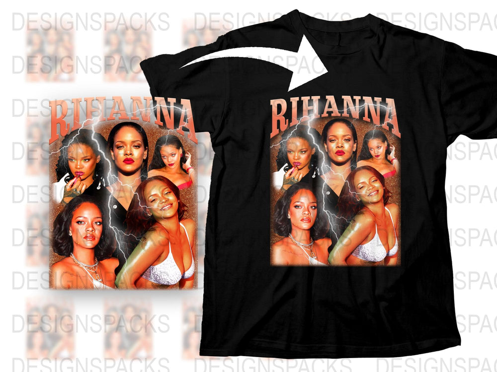 Rihanna Photo Collage T-Shirt, Pop Star Fan Merch, Trendy Music Artist Tee