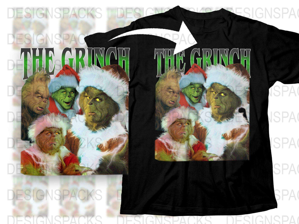 The Grinch Christmas T-Shirt, Santa Hat Holiday Tee, Movie Character Festive Shirt, Winter Apparel Gift