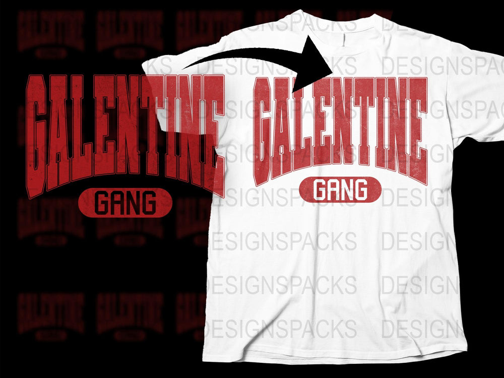 Vintage Galento Gang T-Shirt, Retro Red Text Design, Classic Urban Streetwear, Cotton Tee