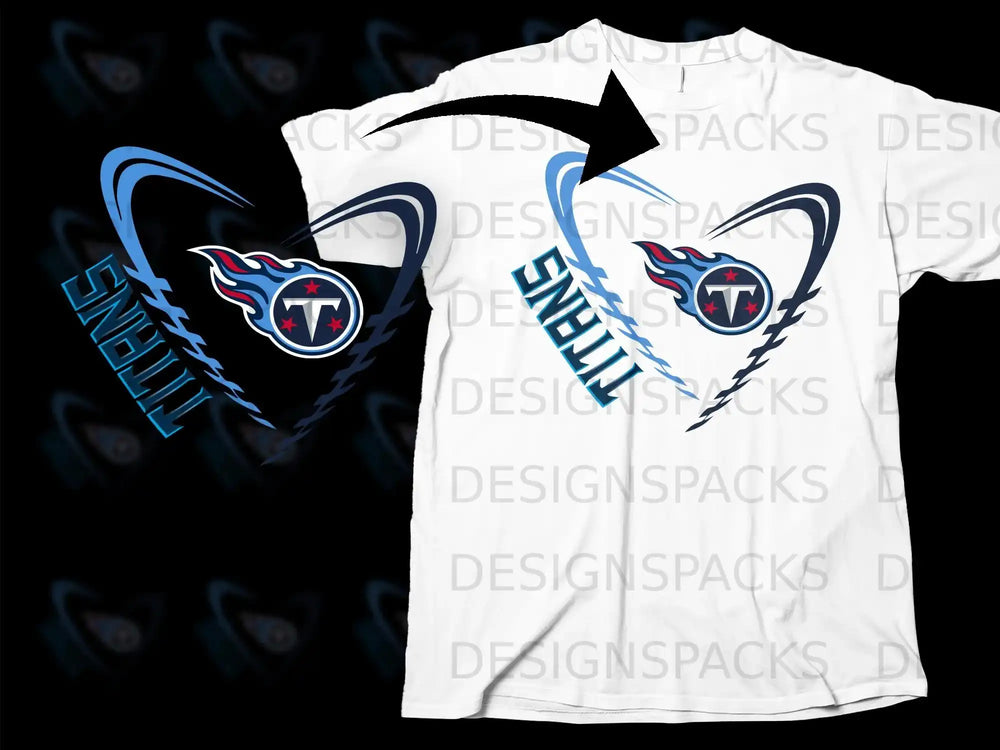 Titans Heart Design Graphic Tee for Sports Fans