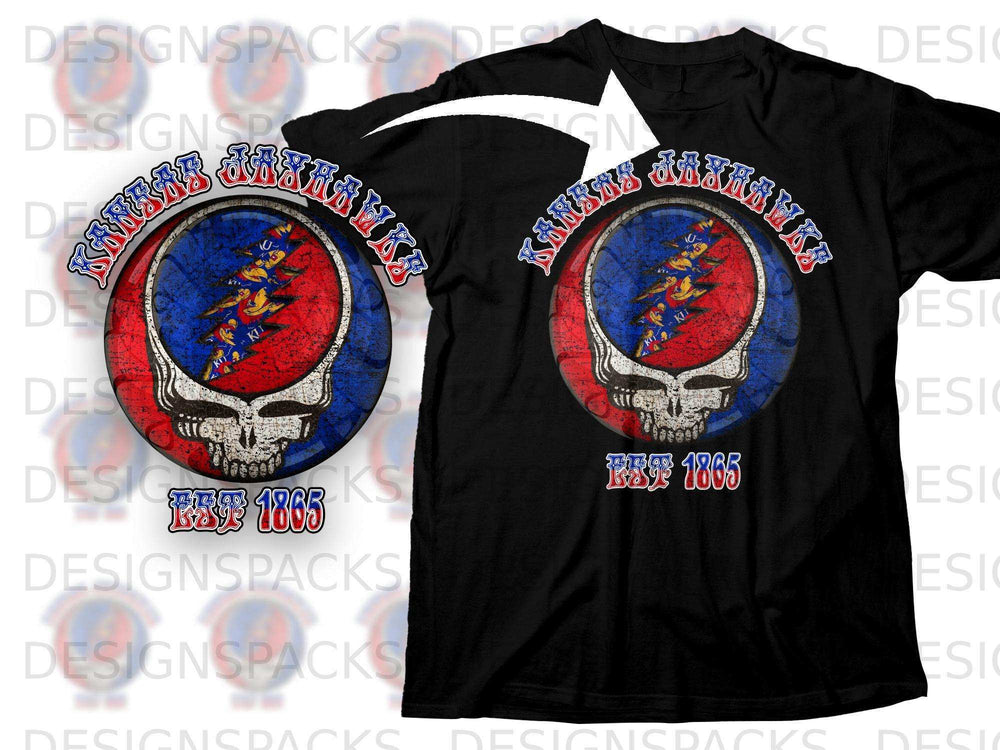 Kansas Jayhawks EST 1865 Skull Logo Vintage Product