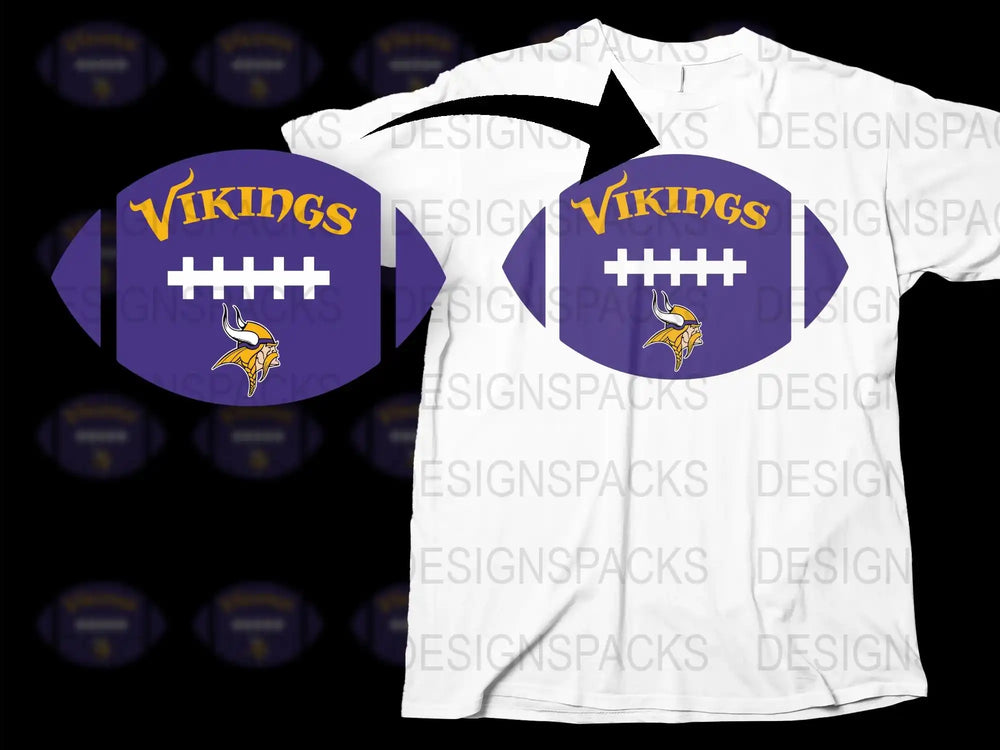 Vikings Football Team T-Shirt, Purple and White Sports Fan Apparel, Casual Wear