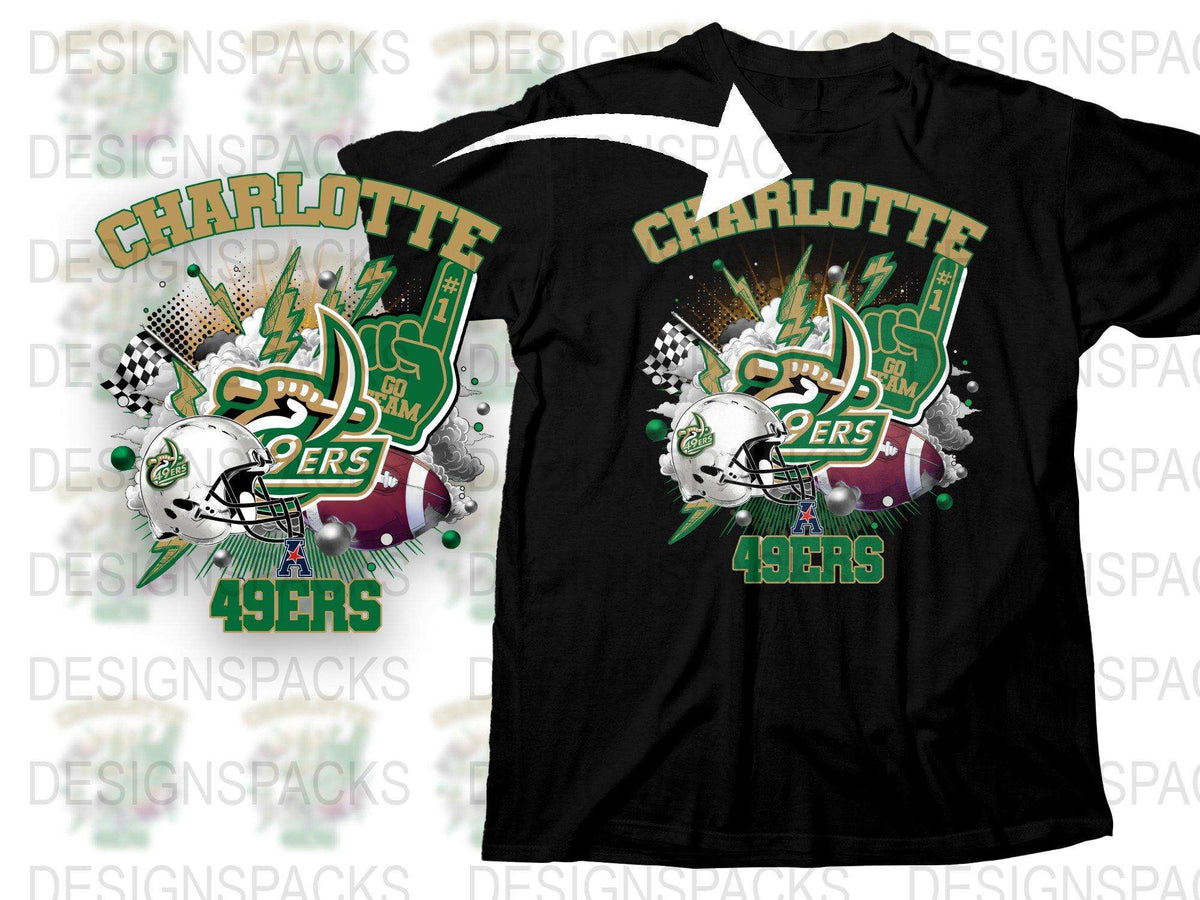 Charlotte 49ers T-Shirt, Colorful Graphic Tee, Sports Fan Apparel, Football Themed Shirt