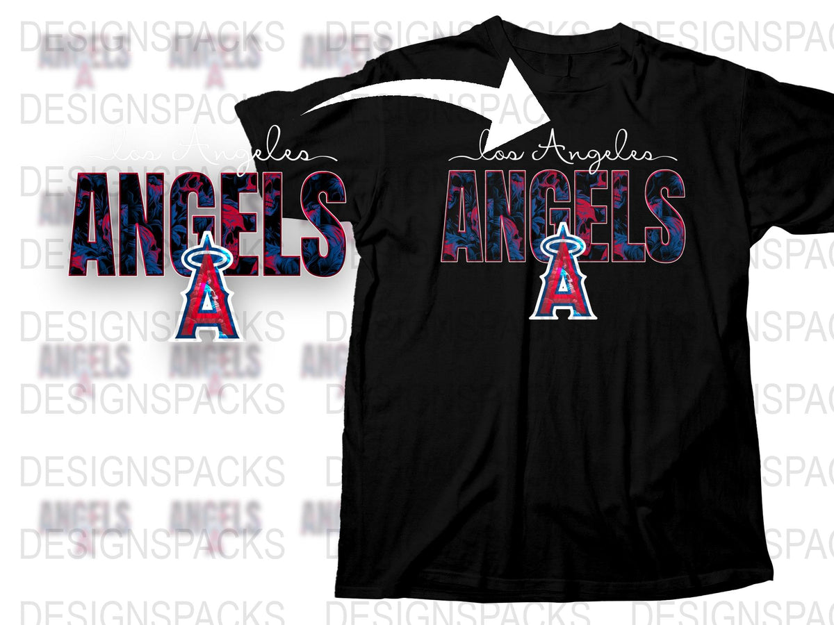 Los Angeles Angels T-Shirt, MLB Team Graphic Tee, Black Cotton Shirt, Sports Fan Apparel