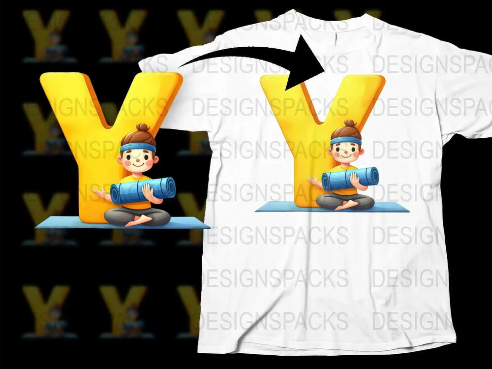 Kids Cartoon Astronaut Letter Y Graphic T-Shirt, Colorful Space Theme Tee for Children, Unisex Toddler Apparel