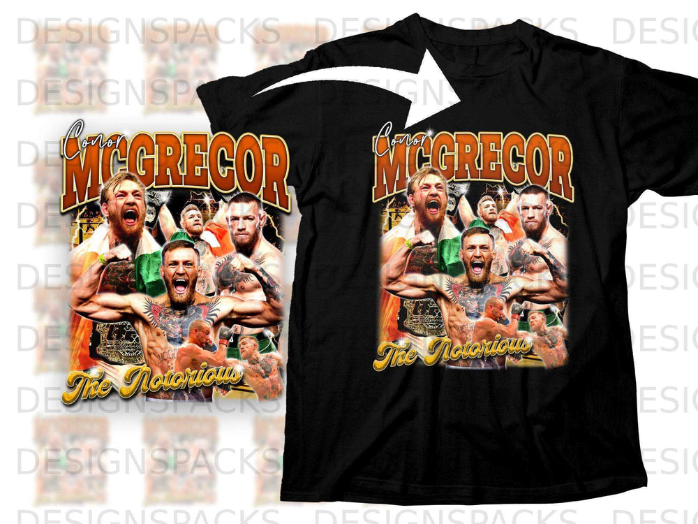 Black t-shirt with McGregor's face and "The Notorious" graphic.