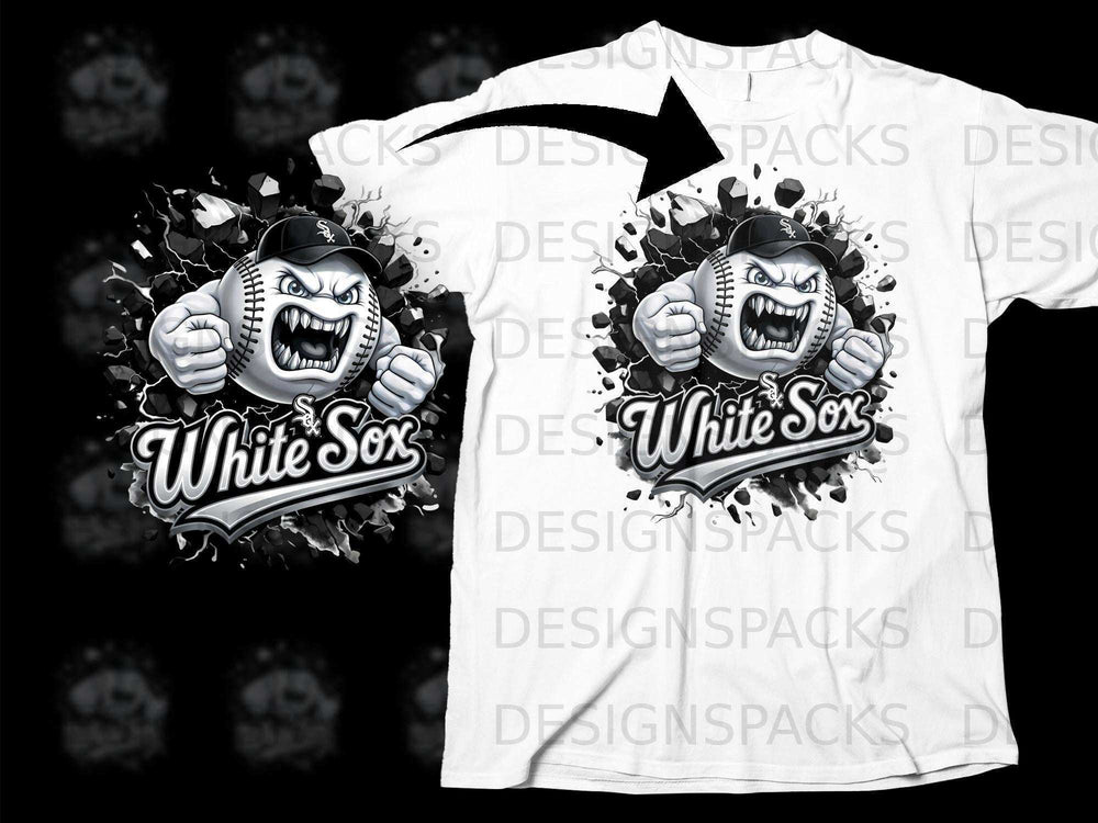 White Sox Angry Baseball Character T-Shirt Design