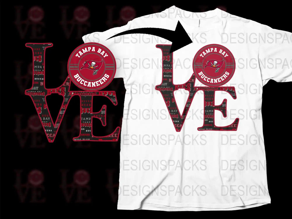 Tampa Bay Buccaneers Love T-Shirt, Fan Gear, Football Team Graphic Tee, Unisex Sports Apparel