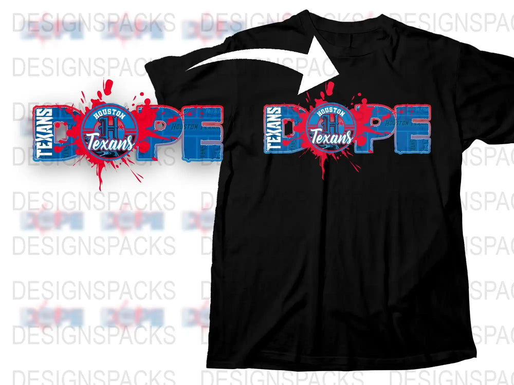 Boston Champion Texans Graphic T-Shirt, Bold Red and Blue Design, Fan Apparel