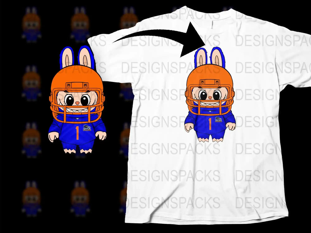 Cartoon Football Player T-Shirt, Cute Sports Character Tee, Kids and Adults Apparel, Unique Graphic Design Shirt