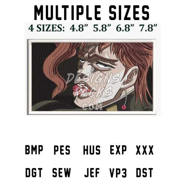 Boxed Noriaki Kakyoin Jojo's Bizarre Adventure Anime Embroidery Design
