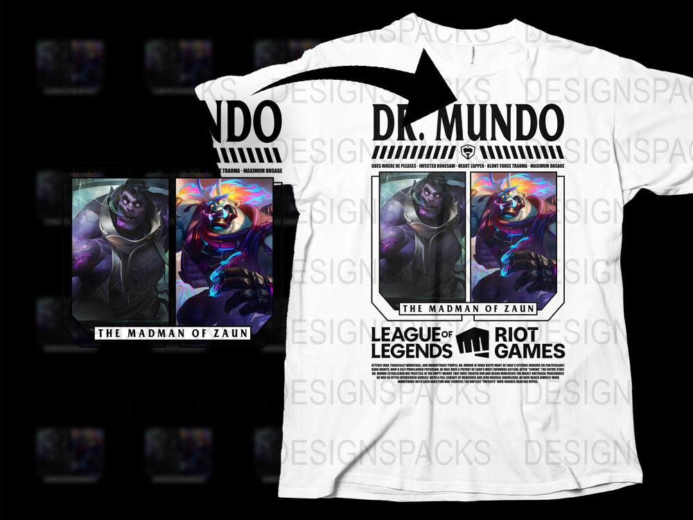 League of Legends Dr. Mundo T-Shirt, Gaming Graphic Tee, The Madman of Zaun, Riot Games Merchandise