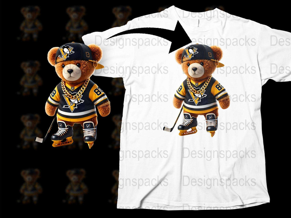 Hockey Bear Plush Toy and T-Shirt Set, Sports-Themed Collectible, Kids Gift Idea, Ice Hockey Fans Merchandise