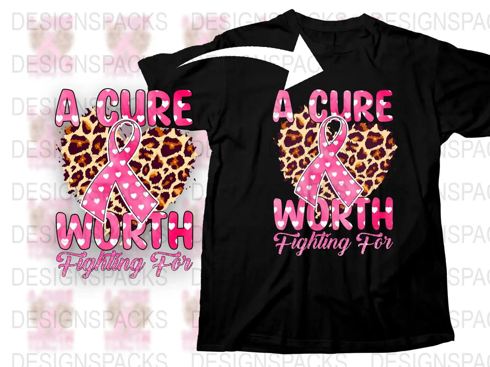 Breast Cancer Awareness T-Shirt Leopard Print Pink Ribbon Graphic Tee Women