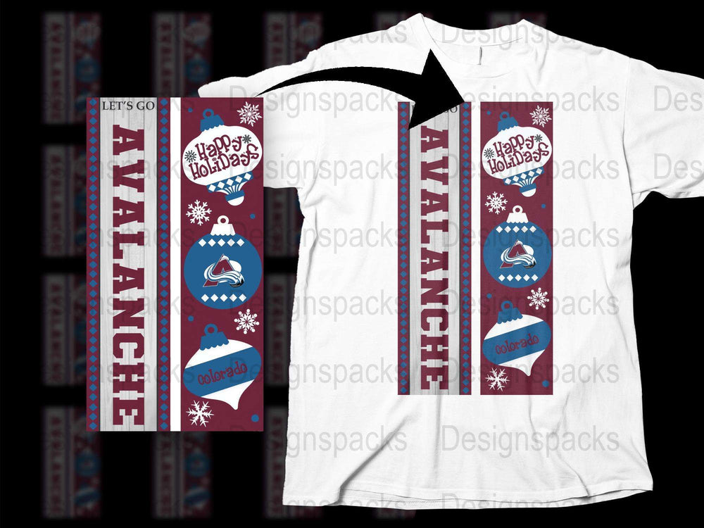 Colorado Avalanche Themed T-Shirt, Happy Holidays Design, Winter Sports Apparel, Unique Gift Idea