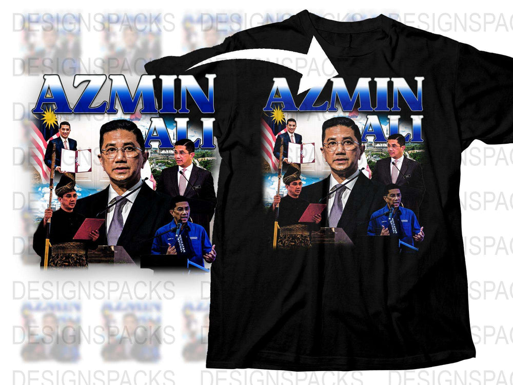Azmin Graphic T-Shirt, Starburst Design, Bold Text, Men's Fashion Tee, Unique Political Inspired Shirt