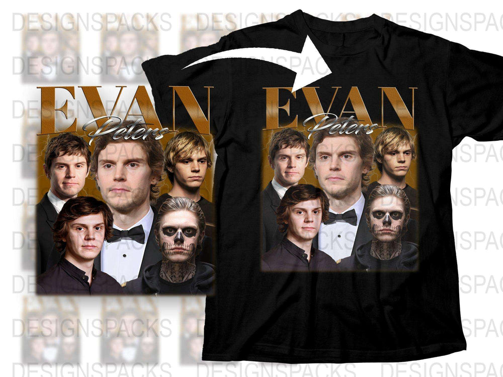 Evan Peters Photo Collage T-Shirt, Graphic Tee, Multiple Portraits, Fan Art, Unisex Clothing, Gift for TV Show Fans