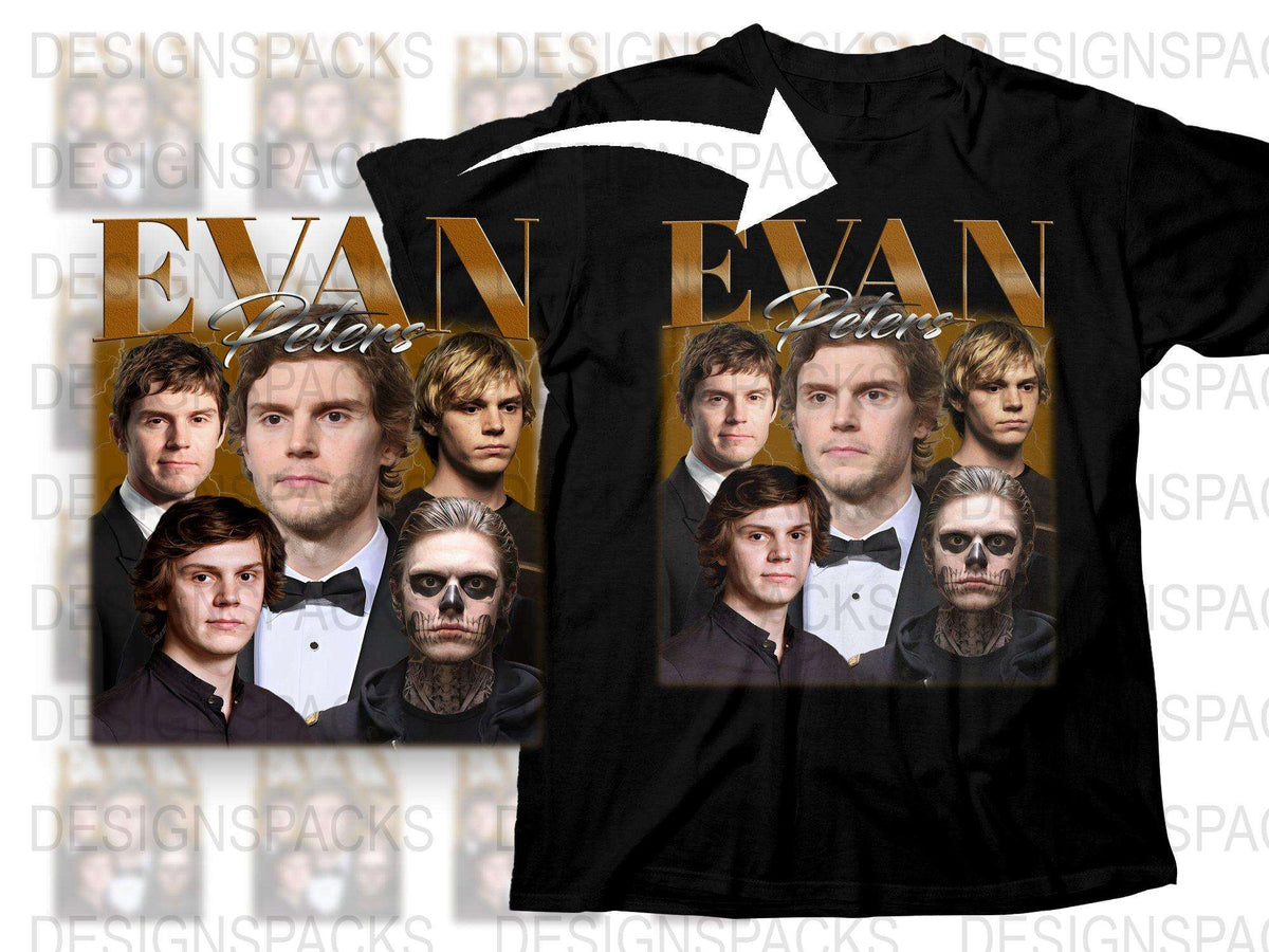 Evan Peters Photo Collage T-Shirt, Graphic Tee, Multiple Portraits, Fan Art, Unisex Clothing, Gift for TV Show Fans