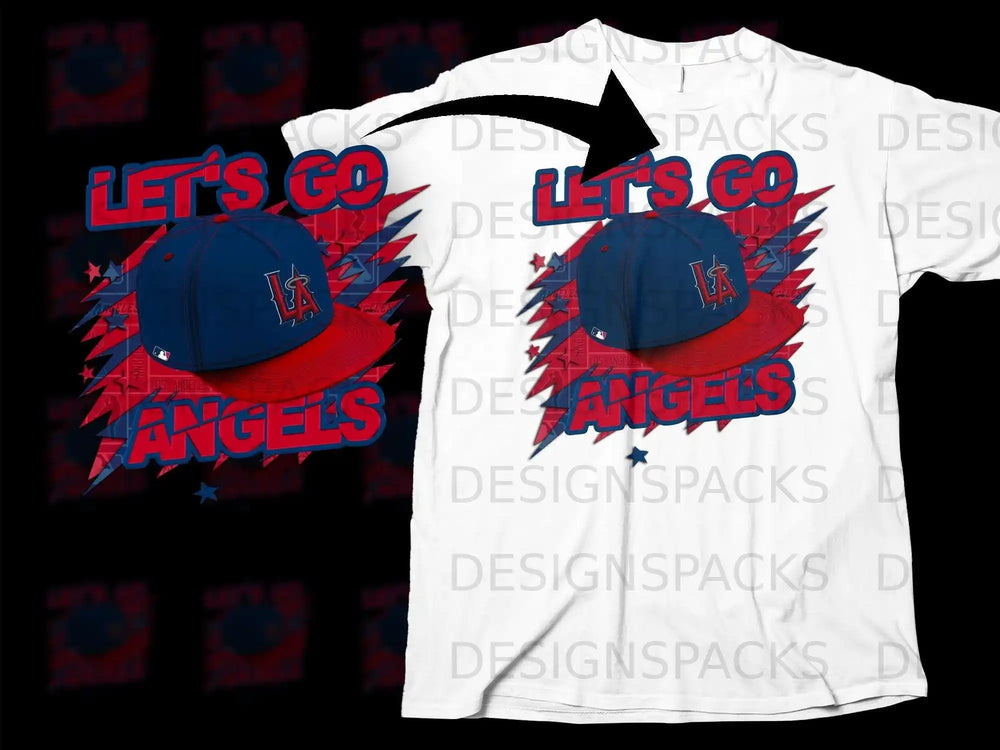 Let's Go Angels Baseball Cap Graphic T-Shirt