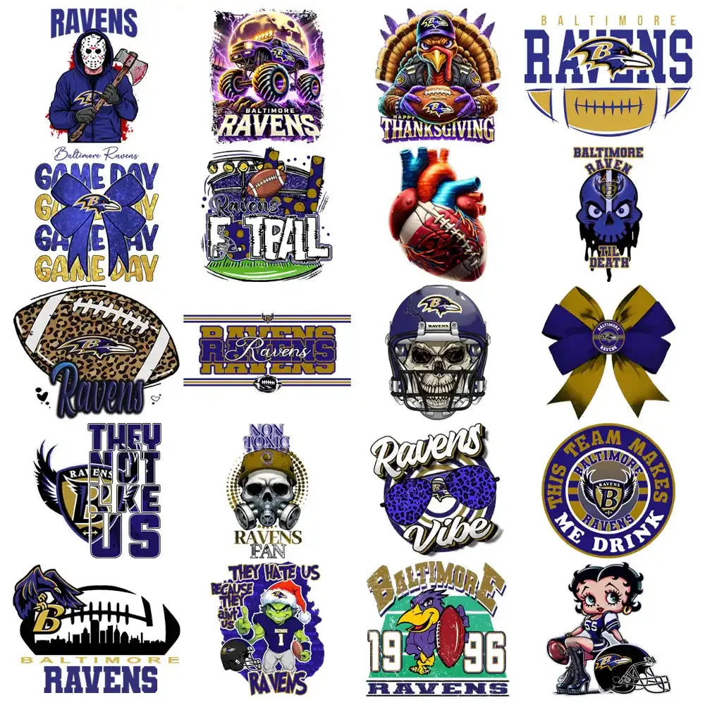 48 Baltimore Ravens V2 Football Designs Bundle PNG