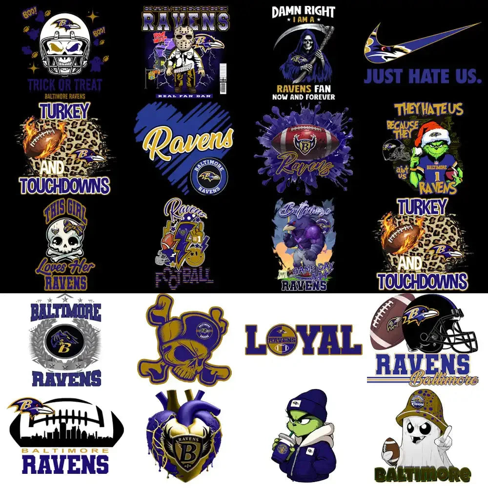 48 Baltimore Ravens V3 Football Designs Bundle PNG