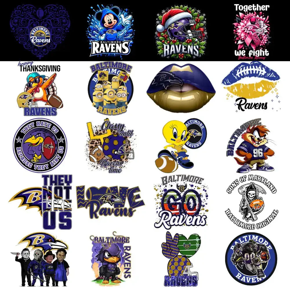 48 Baltimore Ravens V4 Football Designs Bundle PNG