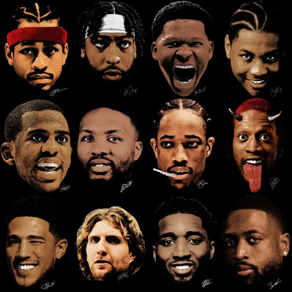 48 Basketball Big Heads Players Faces Signature Designs Bundle PNG