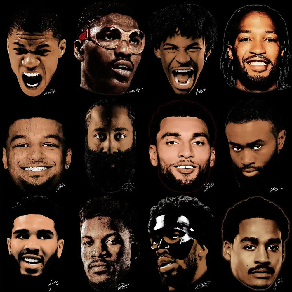 48 Basketball Big Heads Players Faces Signature Designs Bundle PNG