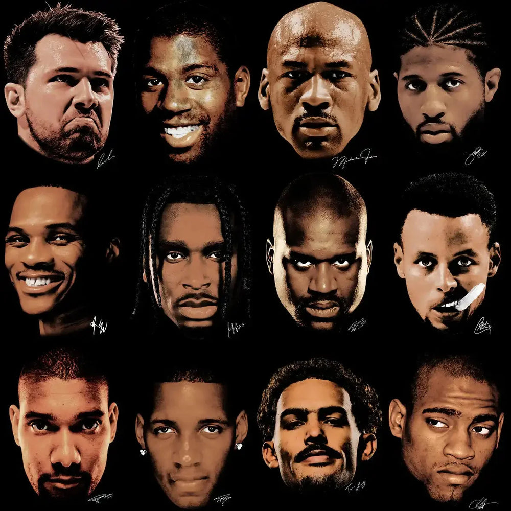 48 Basketball Big Heads Players Faces Signature Designs Bundle PNG
