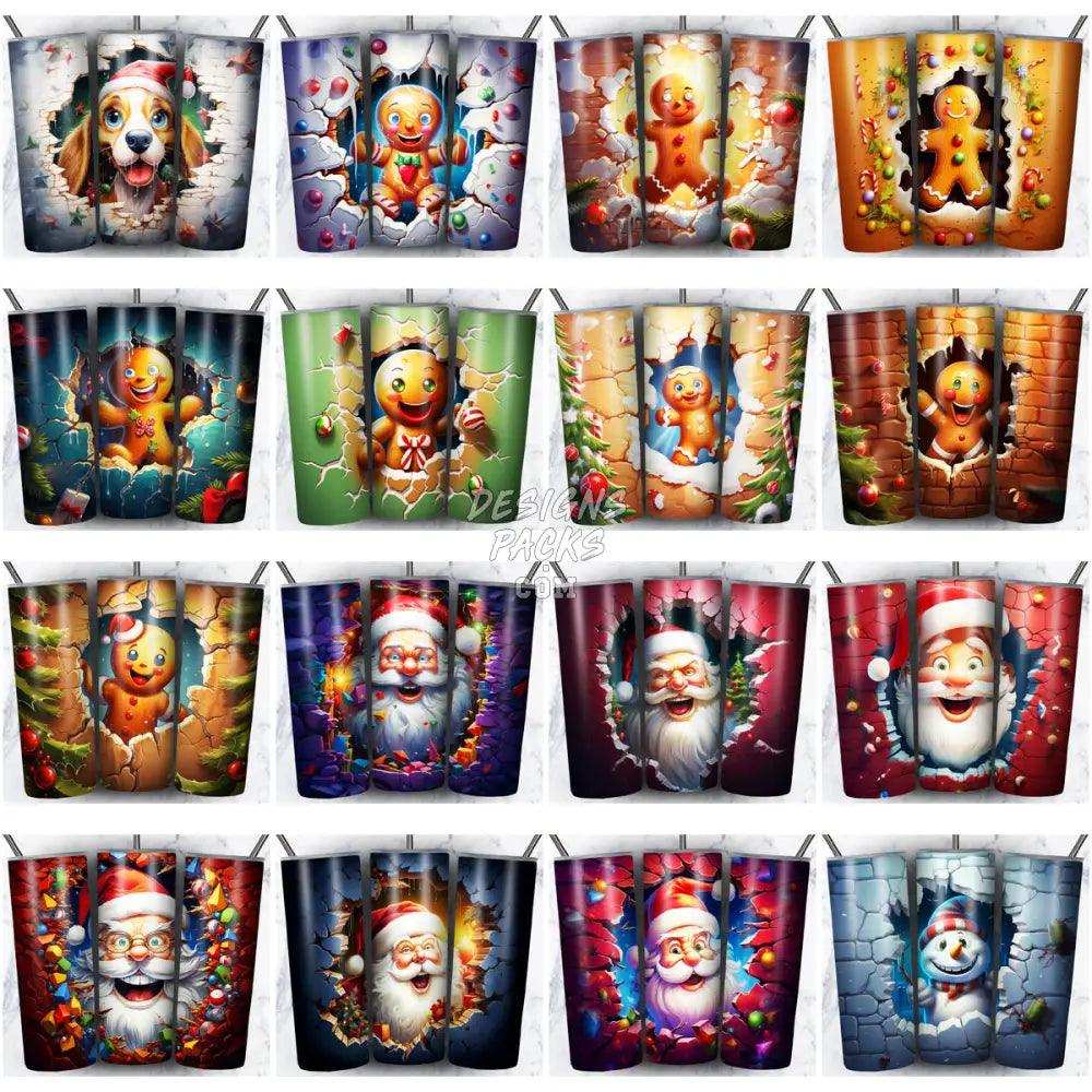 48 Christmas Broken Wall Tumbler Wrap Bundle Jpg