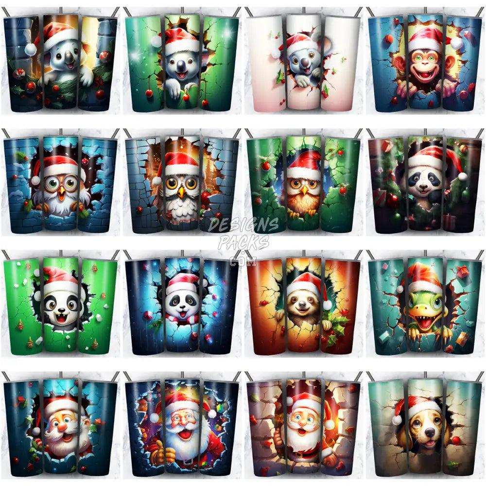 48 Christmas Broken Wall Tumbler Wrap Bundle Jpg