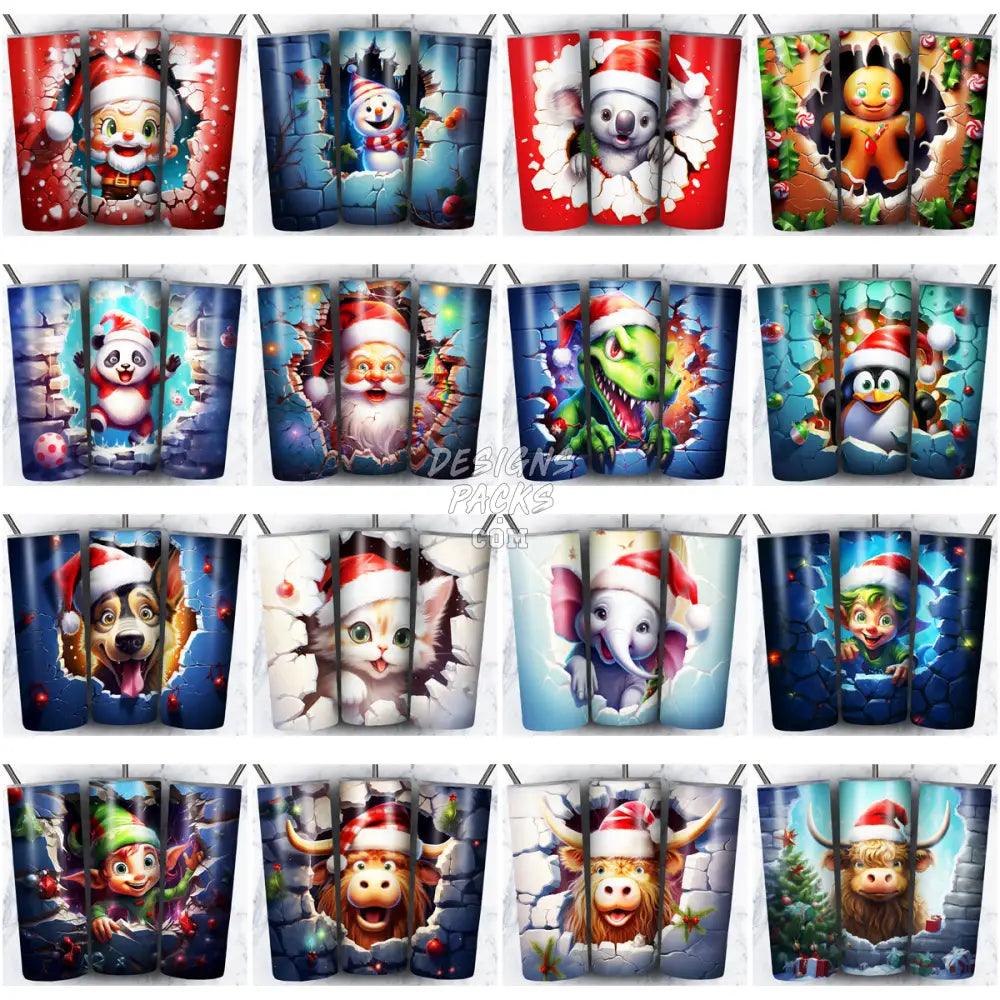 48 Christmas Broken Wall Tumbler Wrap Bundle Jpg