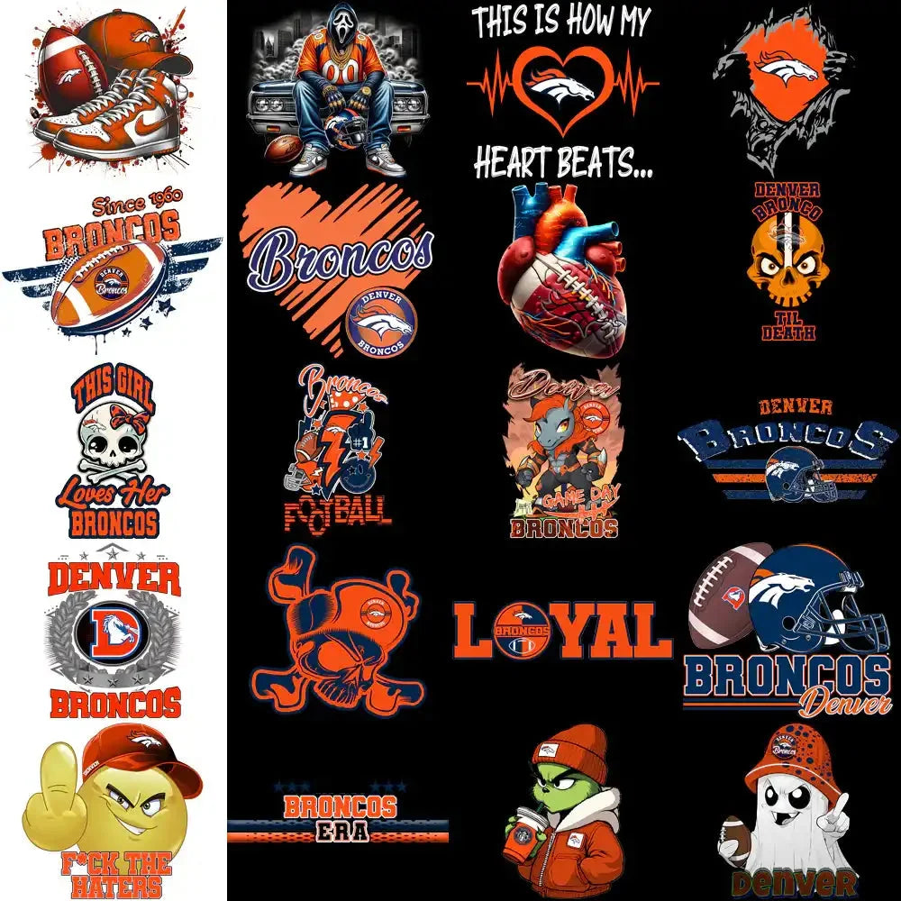 48 Denver Broncos V1 Football Designs Bundle PNG