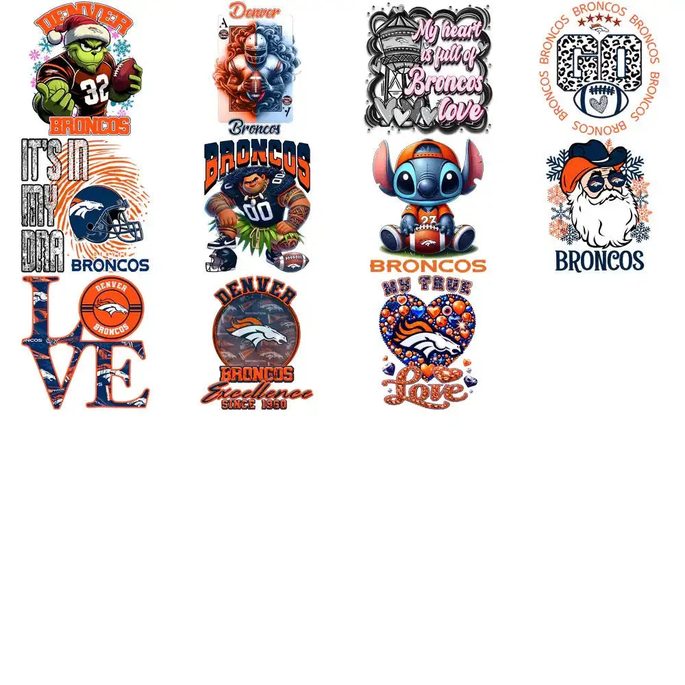 48 Denver Broncos V1 Football Designs Bundle PNG